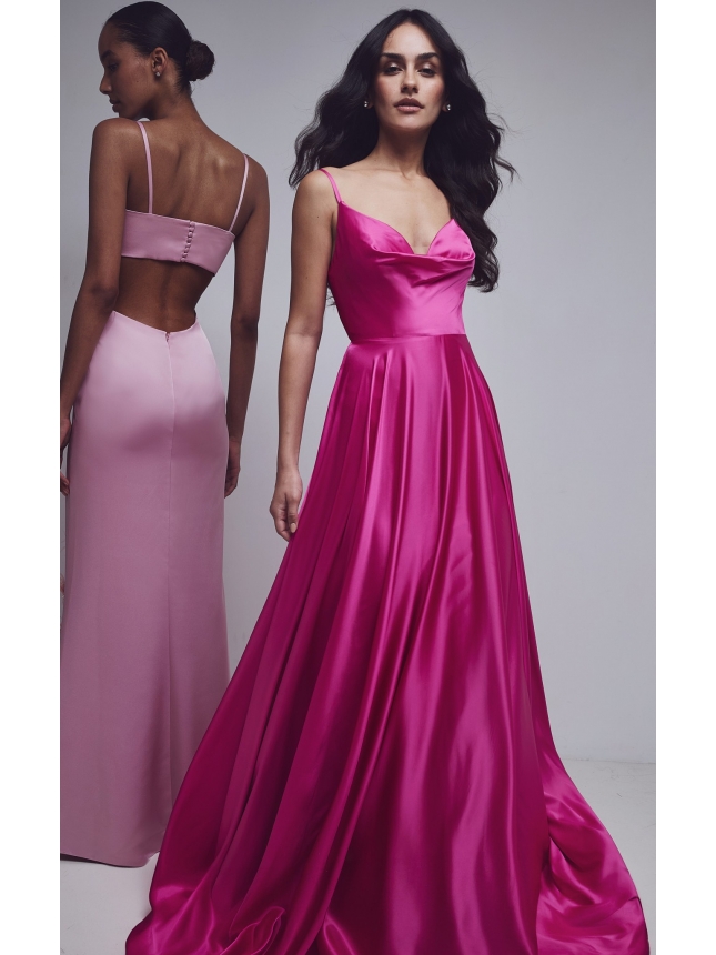 Allure Evenings magenta satin dress