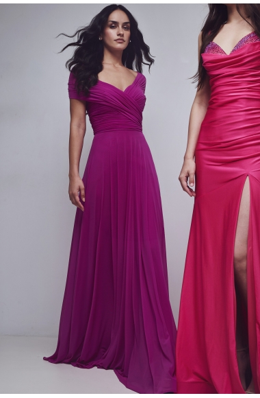 Allure Evenings magenta tulle dress