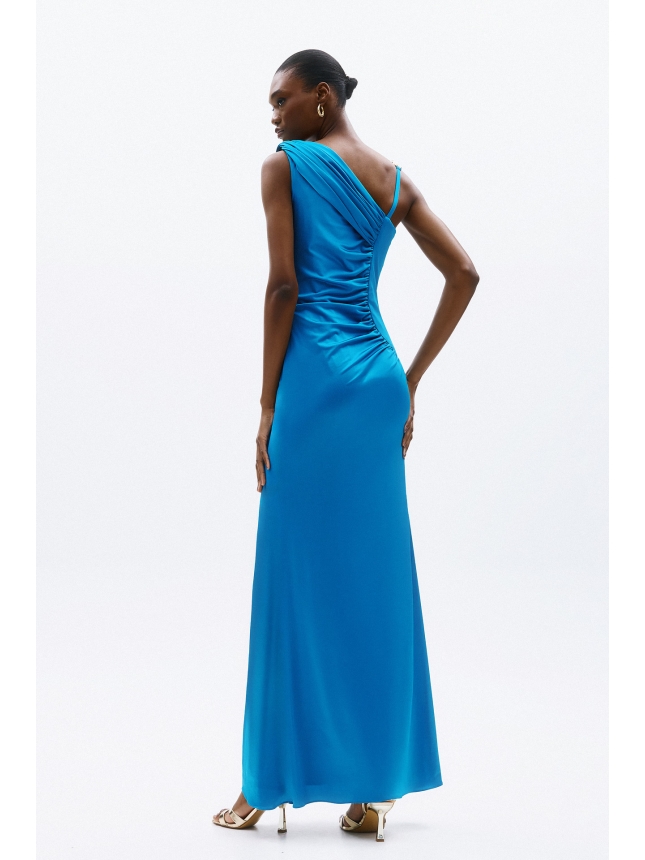 Allure Evening one shoulder blue dress with side slit