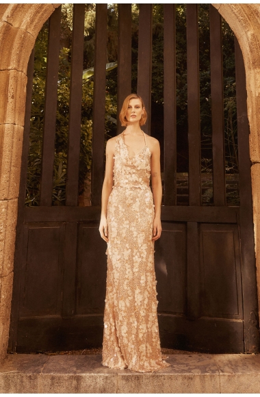 Allure Evening embellished ivory dress