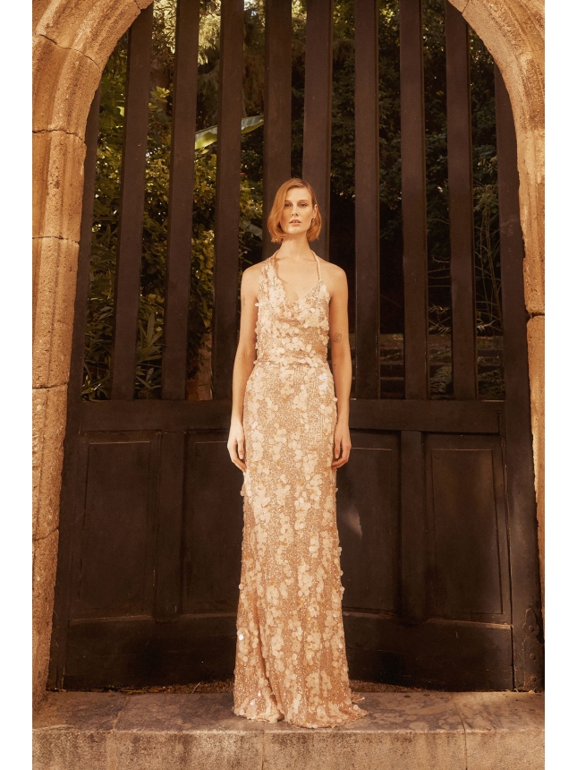 Allure Evening embellished ivory dress