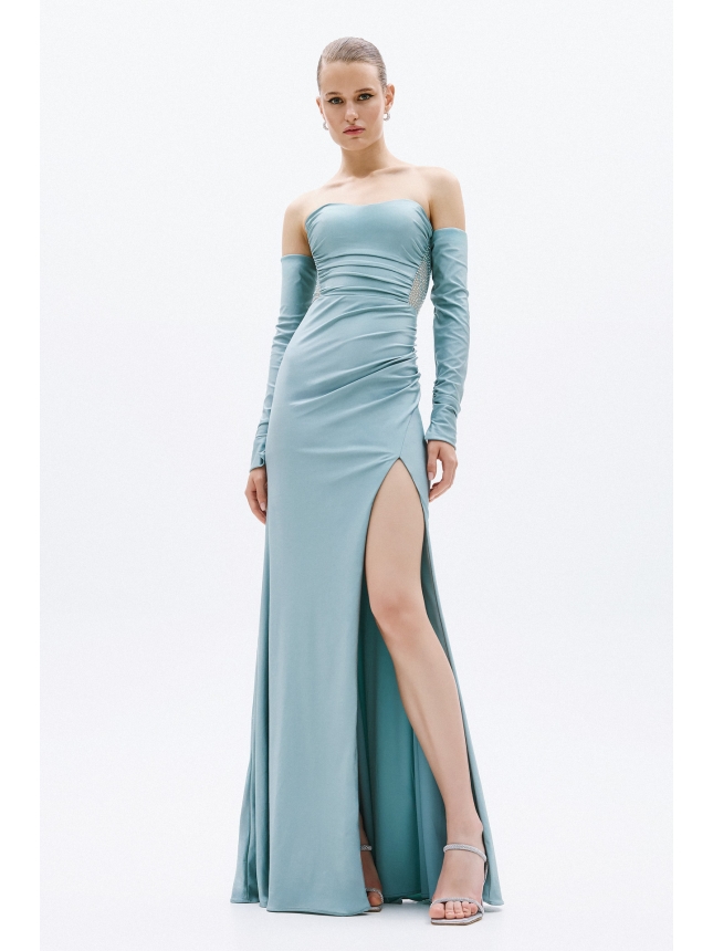 Allure Evenings teal maxi dress