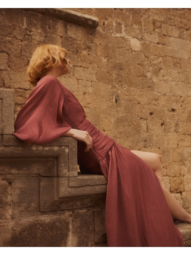 Allure Evening Terracotta-Rose maxi dress