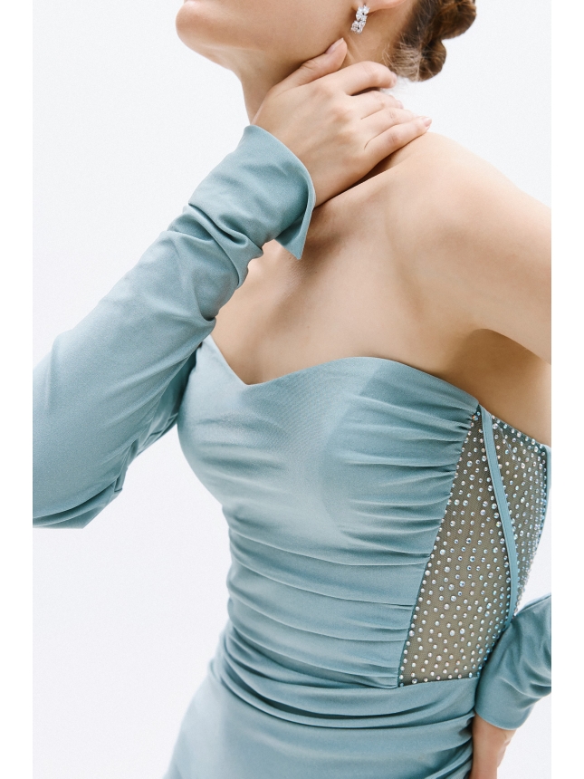 Allure Evenings teal maxi dress