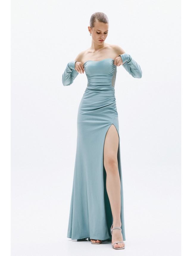Allure Evenings teal maxi dress