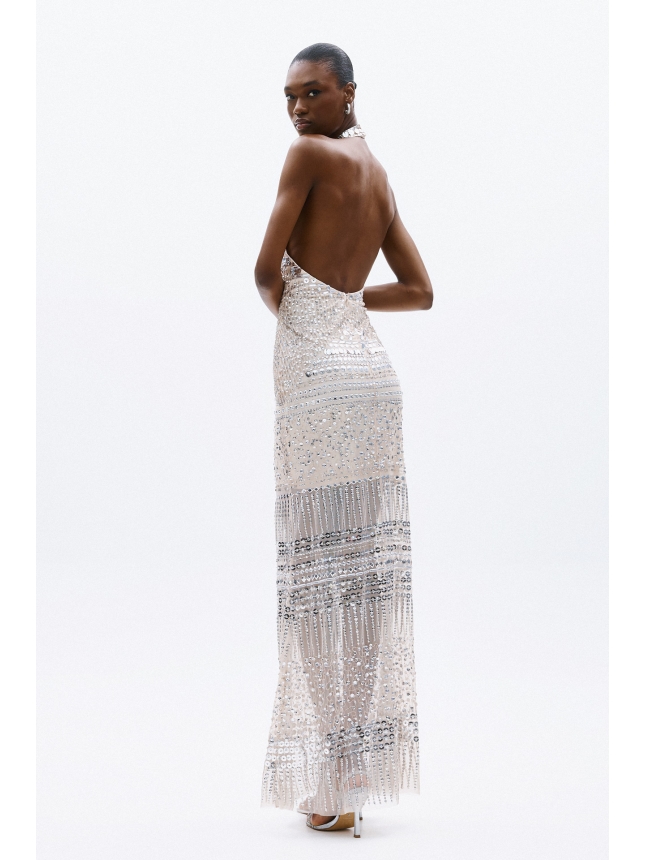 Allure Evening embellished halter neck dress