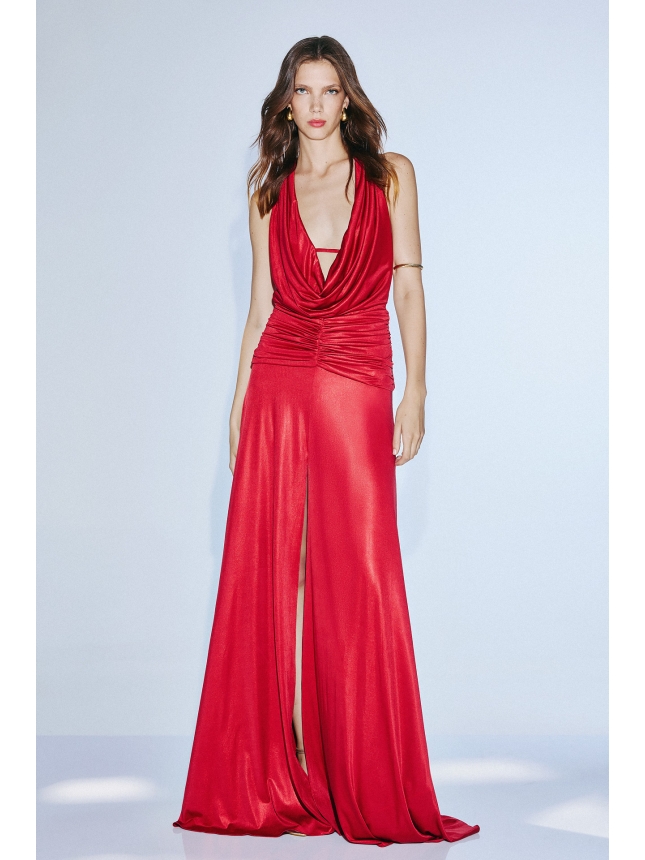 Twins Fantasy red dress with open back