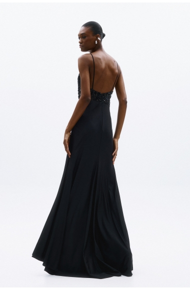 Allure Evening black maxi dress with slit