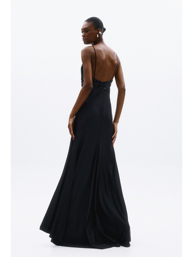 Allure Evening black maxi dress with slit
