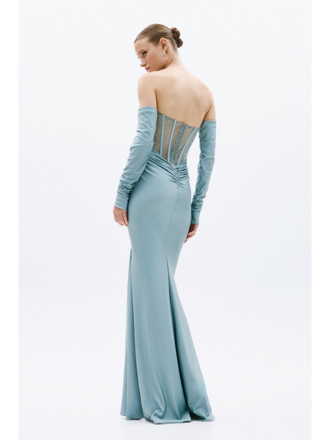 Allure Evenings teal maxi dress