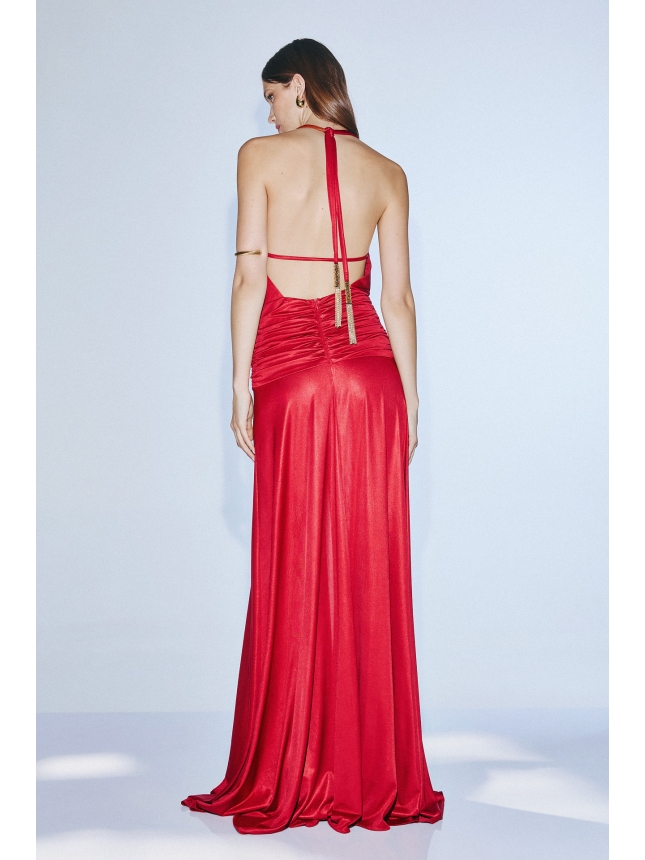 Twins Fantasy red dress with open back