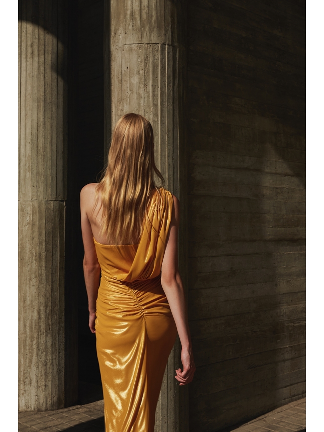 Maestri Haute Couture one shoulder dress 