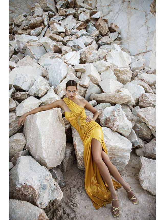 Maestri Haute Couture one shoulder dress 