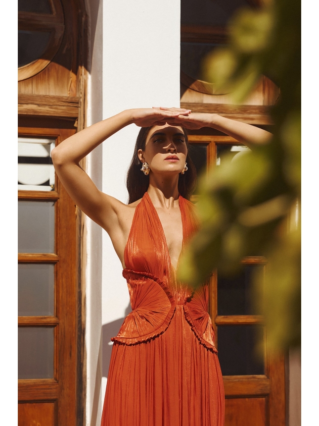 Maestri Haute Couture burnt orange gown