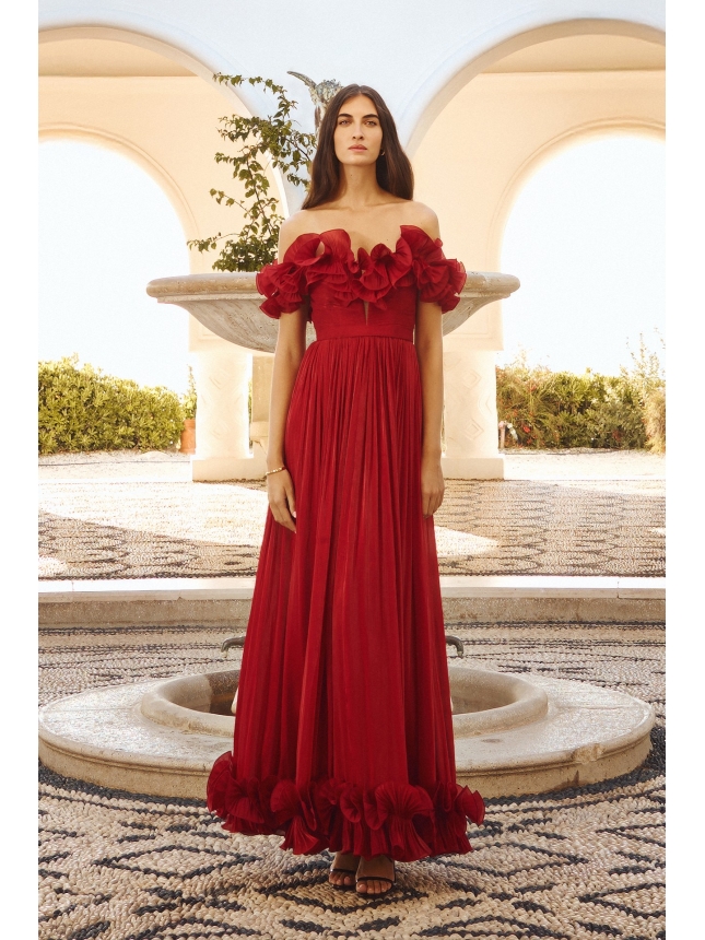 Maestri Haute Couture cherry red gown