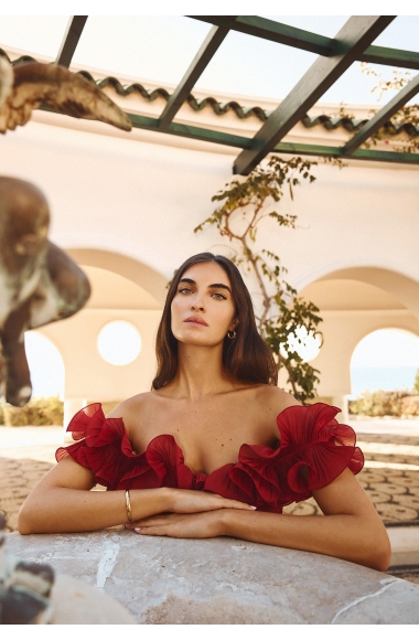 Maestri Haute Couture cherry red gown