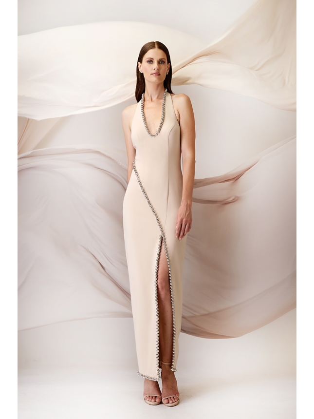 Maestri Haute Couture beige dress