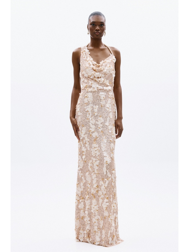 Allure Evening embellished ivory dress