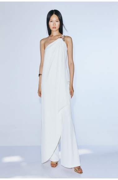 One-Shoulder Draped Top and Trousers Set