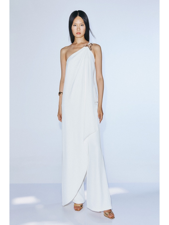 One-Shoulder Draped Top and Trousers Set