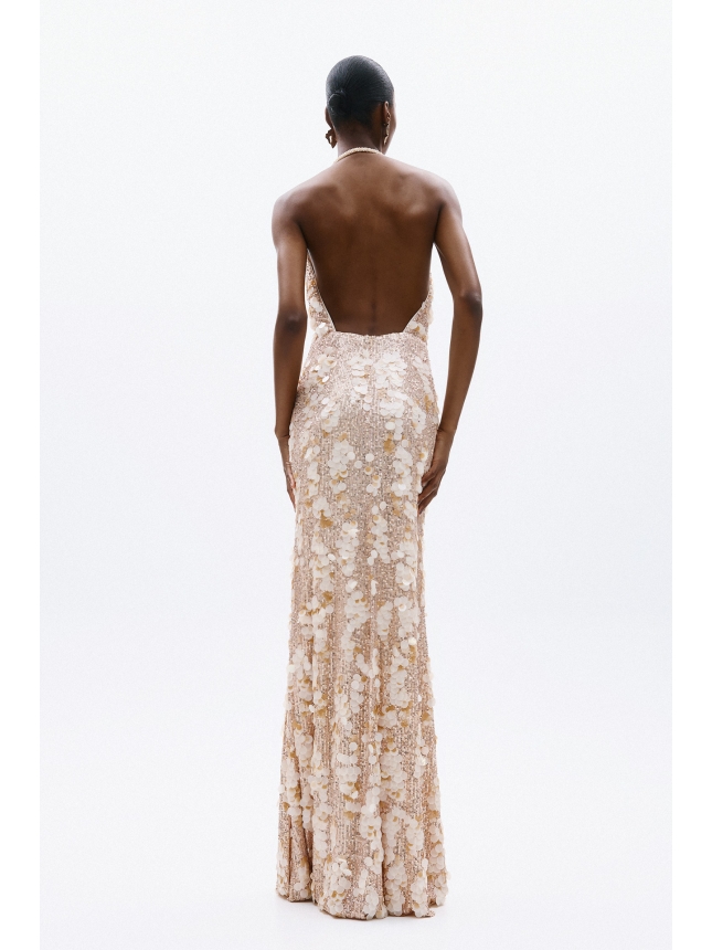 Allure Evening embellished ivory dress