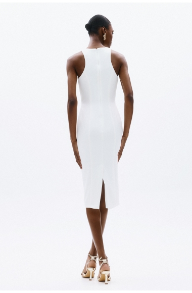 Allure Evening white midi dress with golden details