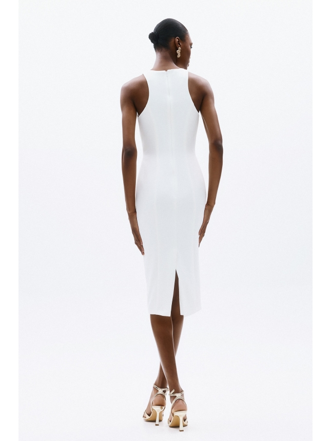 Allure Evening white midi dress with golden details