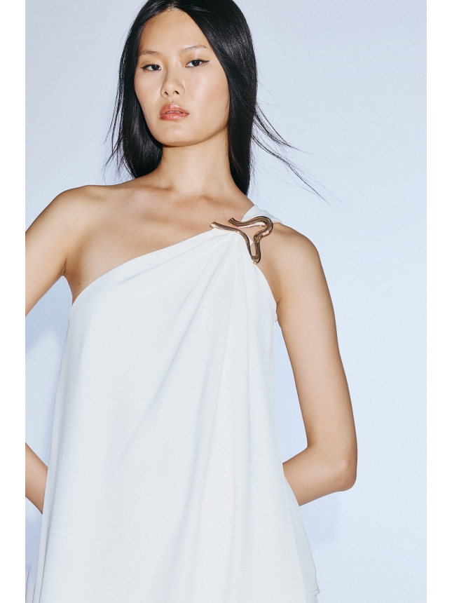 One-Shoulder Draped Top and Trousers Set