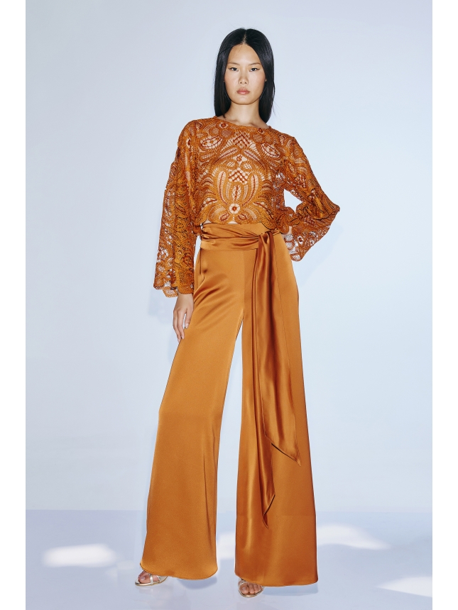 Twins Fantasy Lace Blouse & Satin Trousers Set