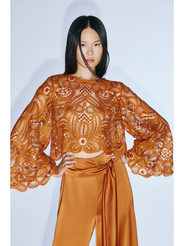 Twins Fantasy Lace Blouse & Satin Trousers Set