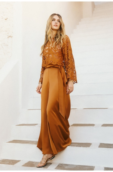 Twins Fantasy Lace Blouse & Satin Trousers Set