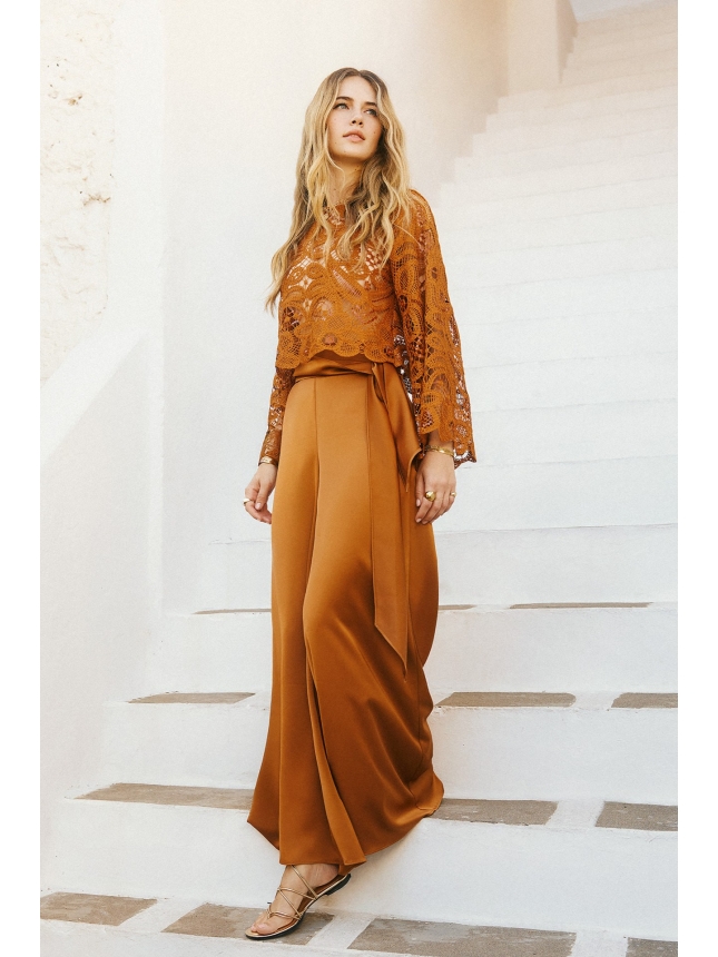 Twins Fantasy Lace Blouse & Satin Trousers Set