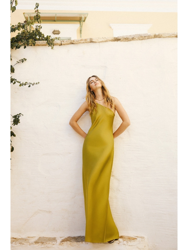 Twins Fantasy olive green dress with open back