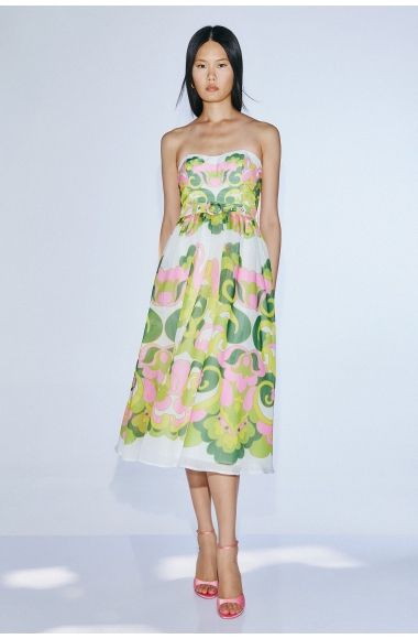 Twins Fantasy strapless dress with print