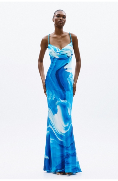 Allure Evening blue dress with open back