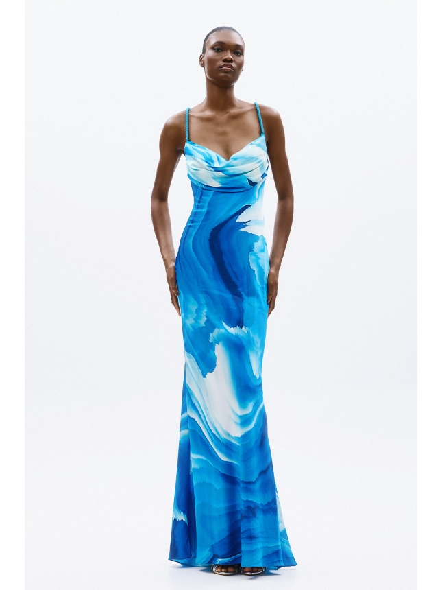 Allure Evening blue dress with open back