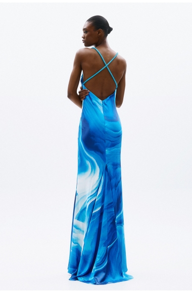 Allure Evening blue dress with open back