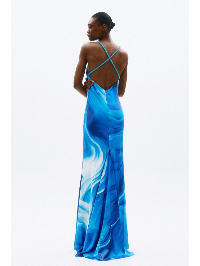 Allure Evening blue dress with open back