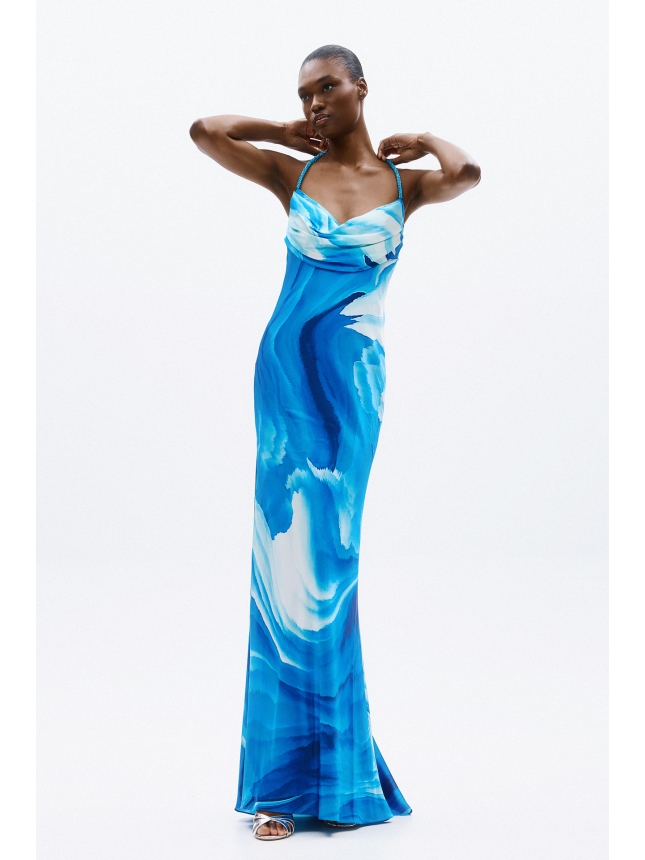 Allure Evening blue dress with open back