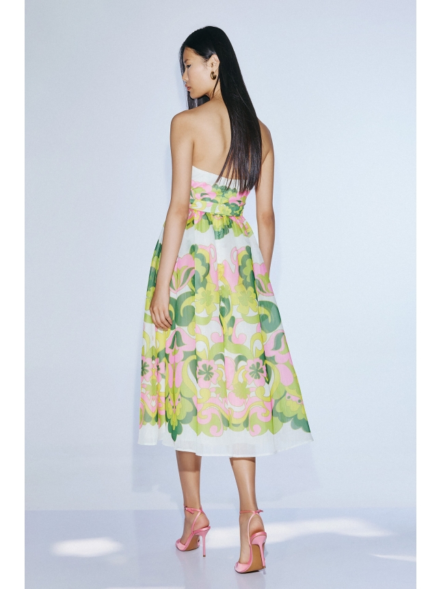 Twins Fantasy strapless dress with print