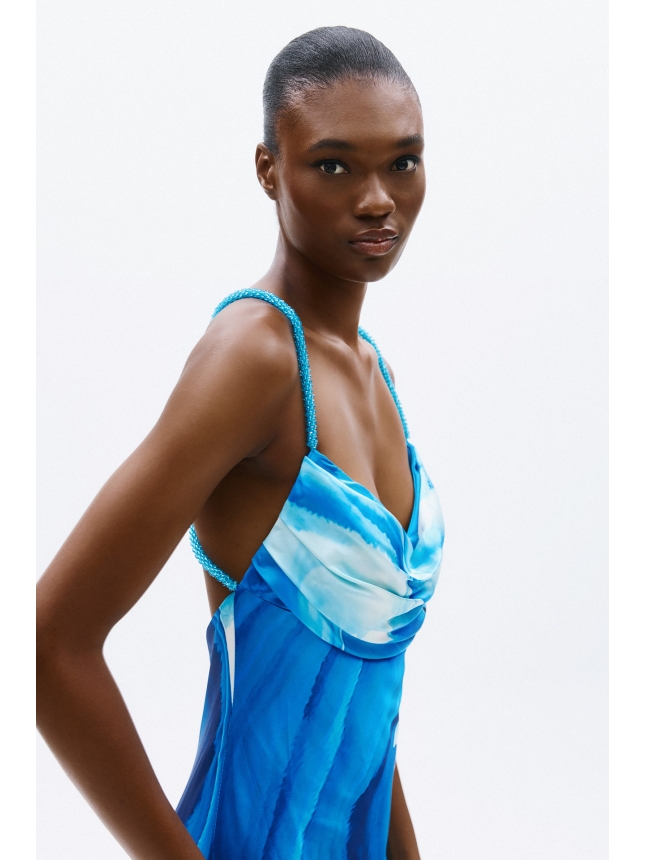 Allure Evening blue dress with open back