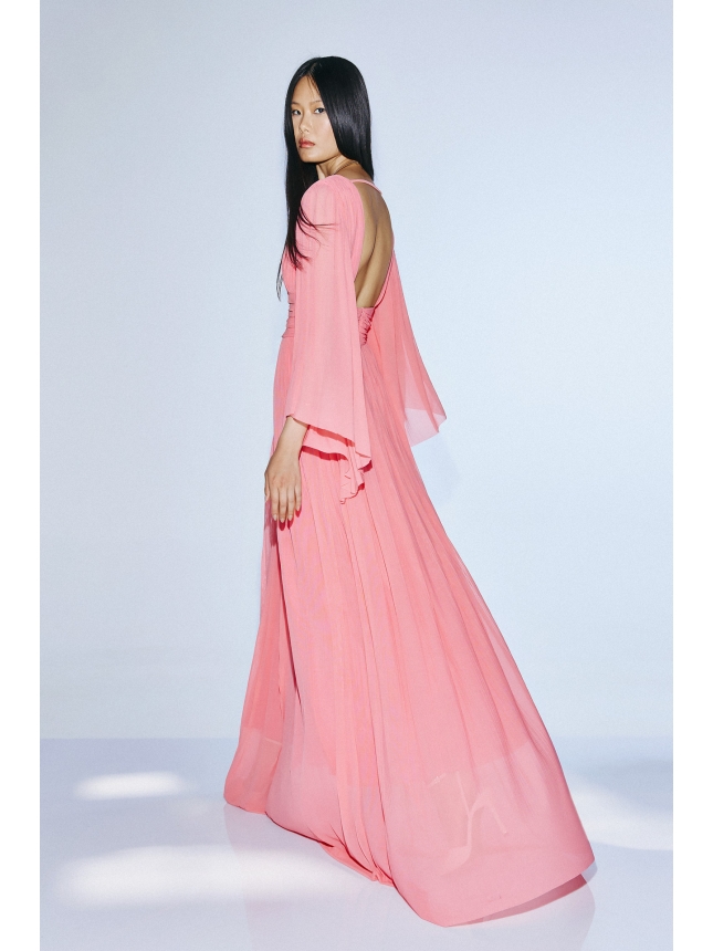 Twins Fantasy pink maxi dress with sleeves