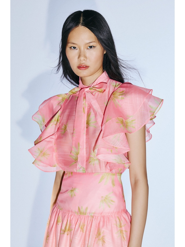 Twins Fantasy pink print top and skirt