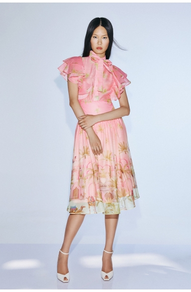 Twins Fantasy pink print top and skirt