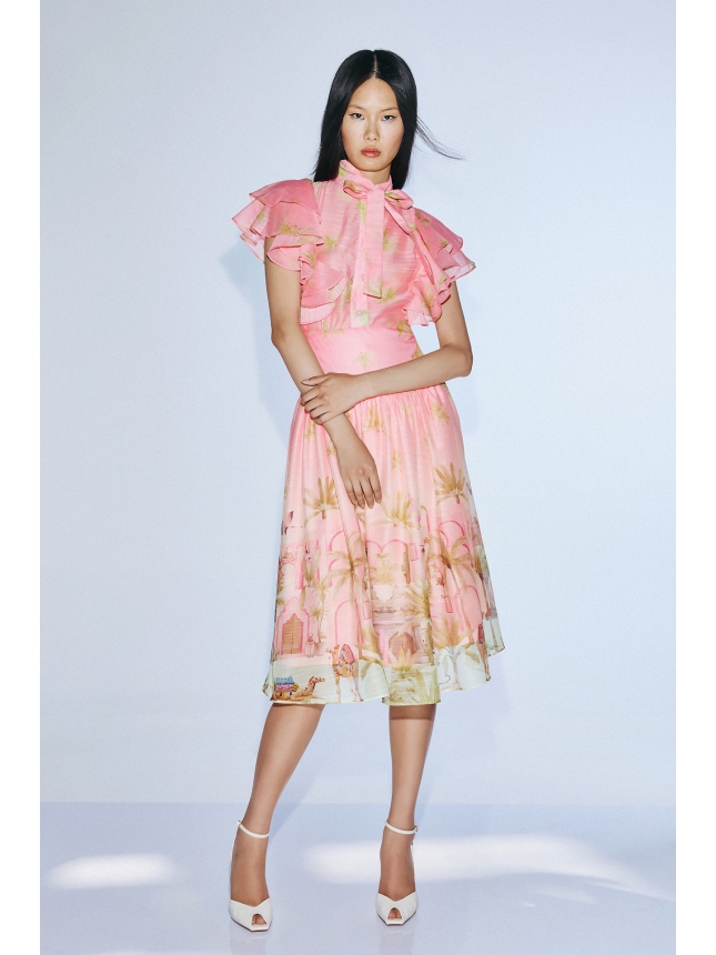 Twins Fantasy pink print top and skirt