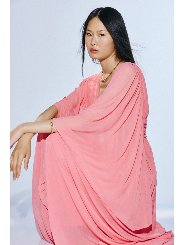 Twins Fantasy pink maxi dress with sleeves