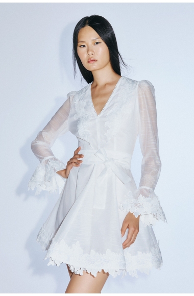 Twins Fantasy white mini dress with sleeves