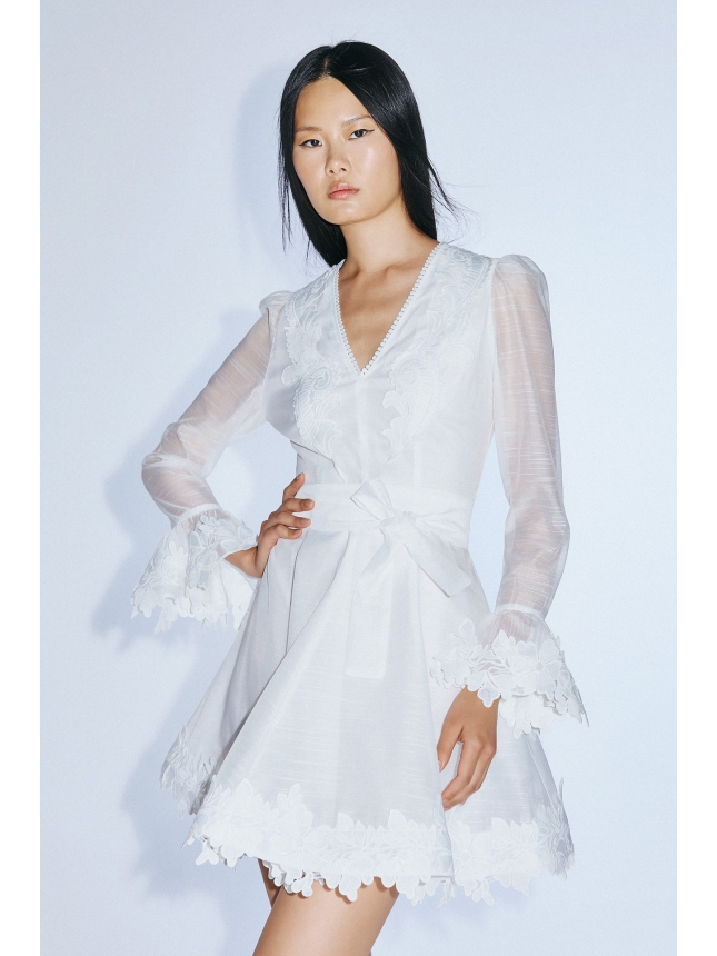 Twins Fantasy white mini dress with sleeves