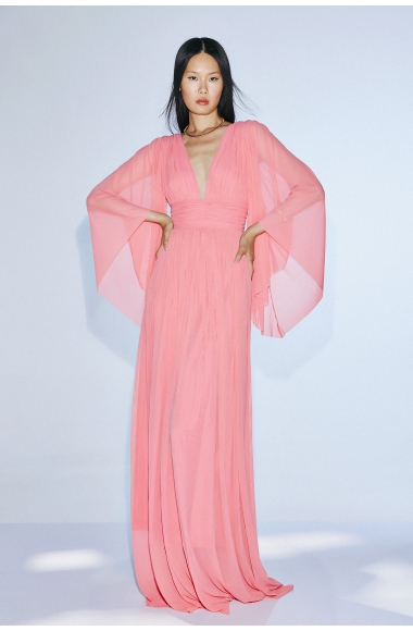 Twins Fantasy pink maxi dress with sleeves