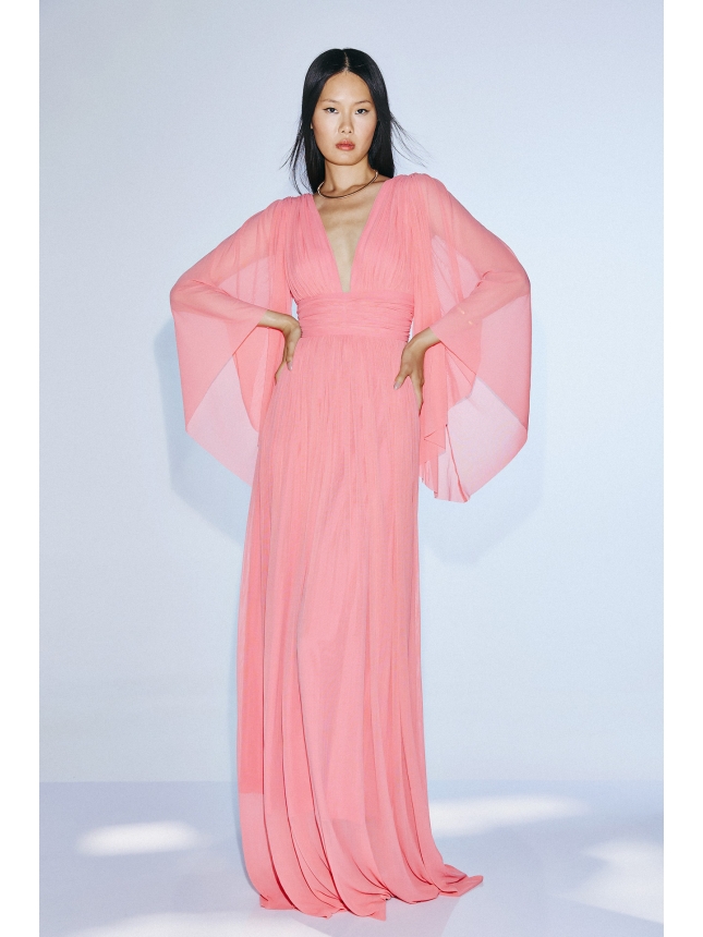 Twins Fantasy pink maxi dress with sleeves